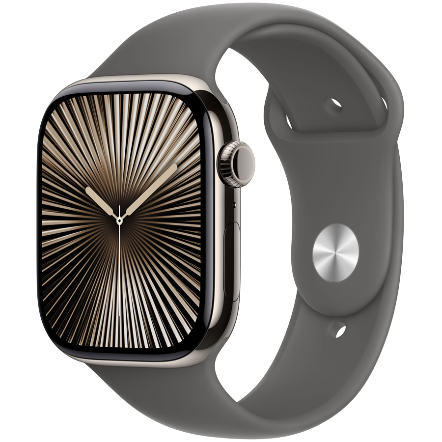Apple Watch Series 10 GPS + Cellular 46mm - Natural Titanium with Stone Grey Sport Band M/L