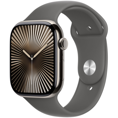 Apple Watch Series 10 GPS + Cellular 46mm - Natural Titanium with Stone Grey Sport Band M/L
