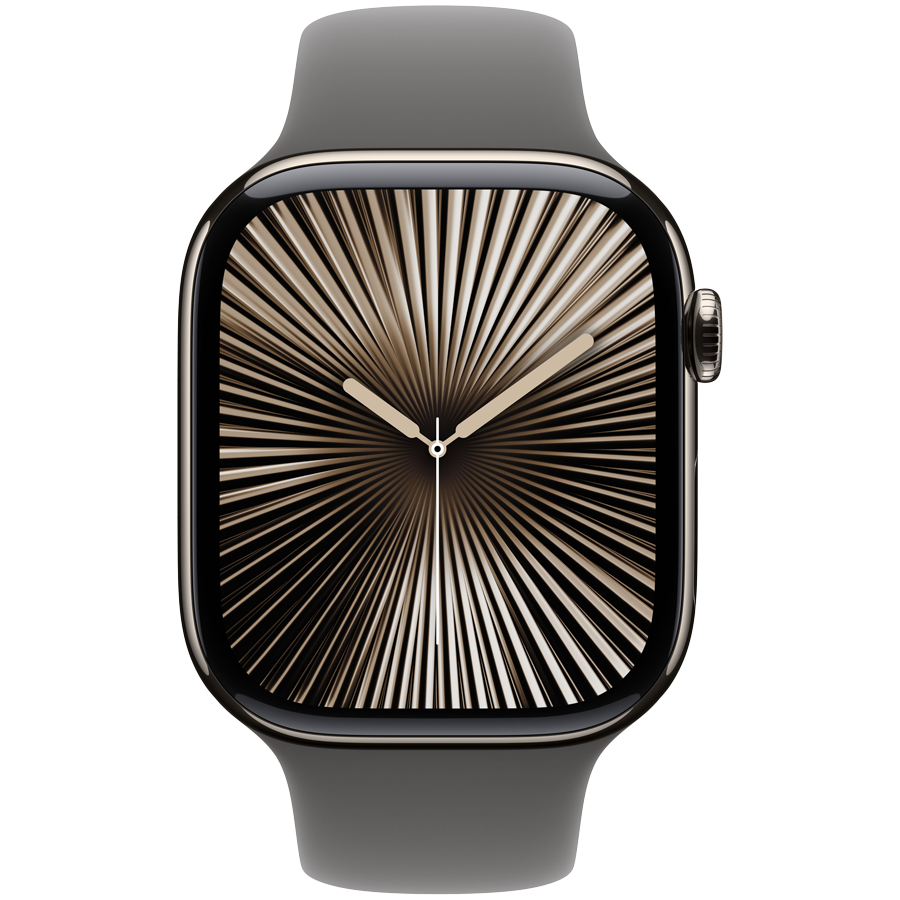 Apple Watch Series 10 GPS + Cellular 46mm - Natural Titanium with Stone Grey Sport Band M/L
