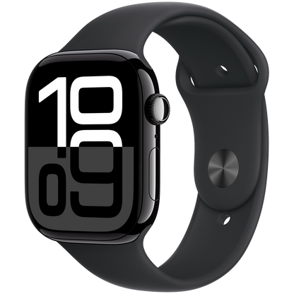 Apple Watch Series 10 GPS + Cellular 46mm - Jet Black Aluminium with Black Sport Band M/L