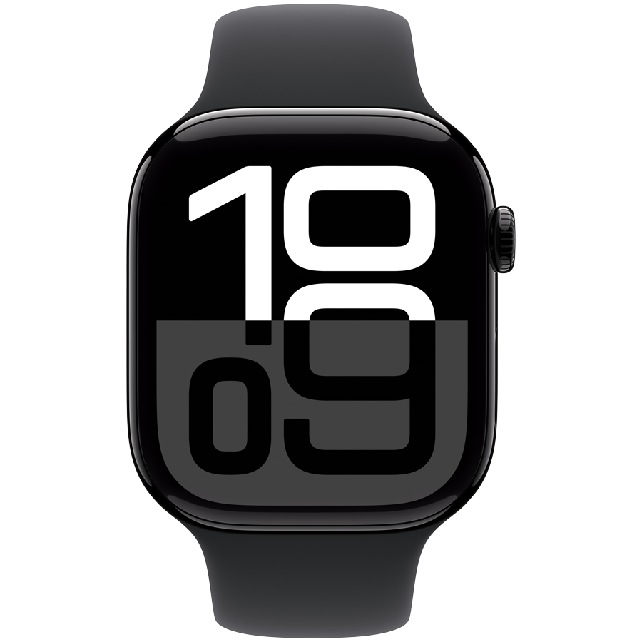 Apple Watch Series 10 GPS + Cellular 46mm - Jet Black Aluminium with Black Sport Band M/L