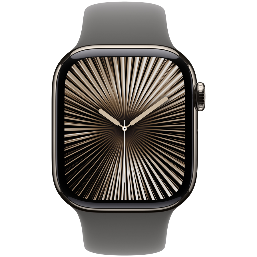 Apple Watch Series 10 GPS + Cellular 42mm - Natural Titanium with Stone Grey Sport Band M/L