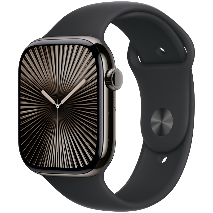 Apple Watch Series 10 GPS + Cellular 46mm - Slate Titanium with Black Sport Band S/M