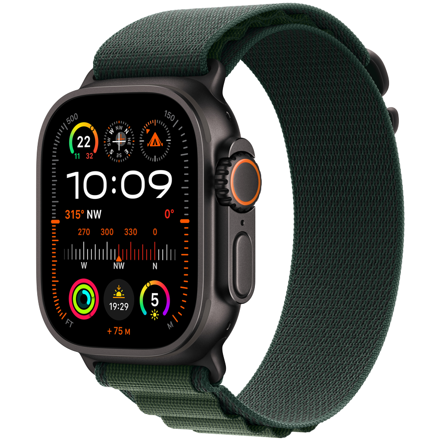 Apple Watch Ultra 2 2024 – 49mm Black Titanium with Dark Green Alpine Loop M