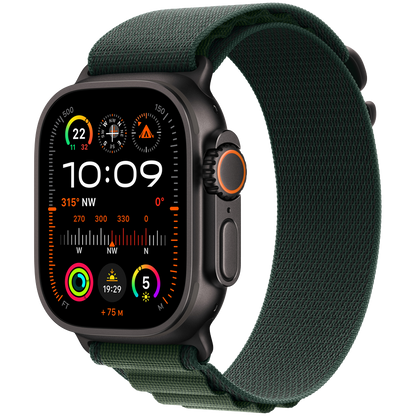 Apple Watch Ultra 2 2024 – 49mm Black Titanium with Dark Green Alpine Loop M