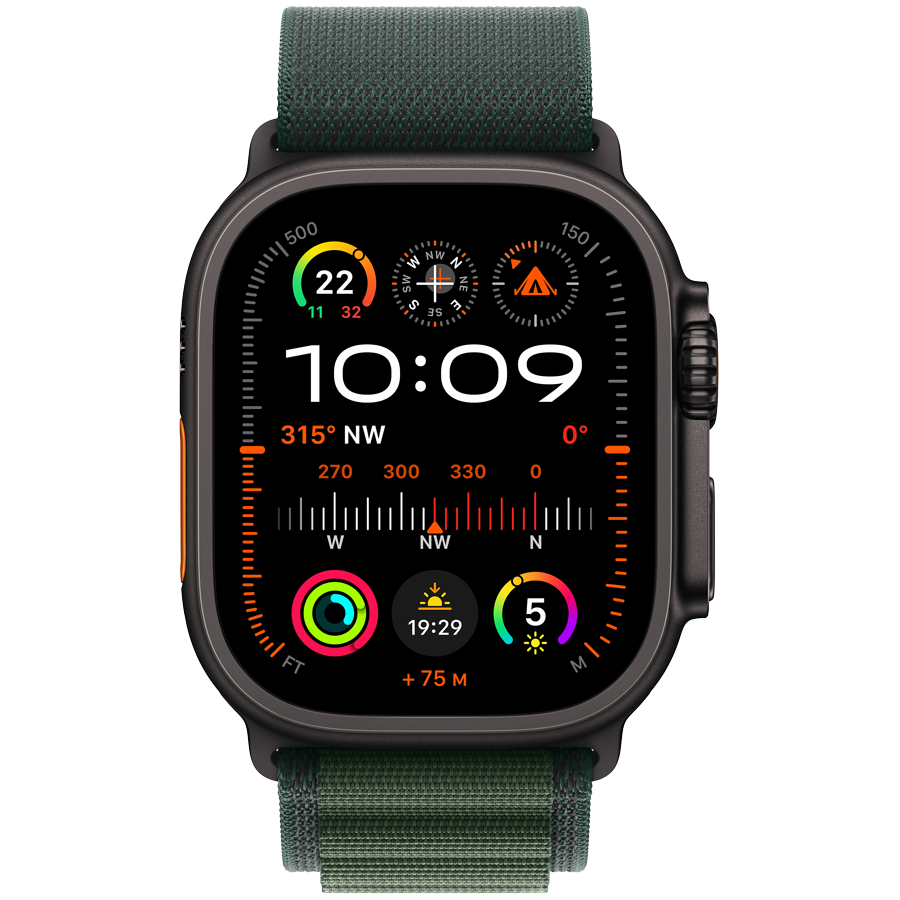 Apple Watch Ultra 2 2024 – 49mm Black Titanium with Dark Green Alpine Loop M