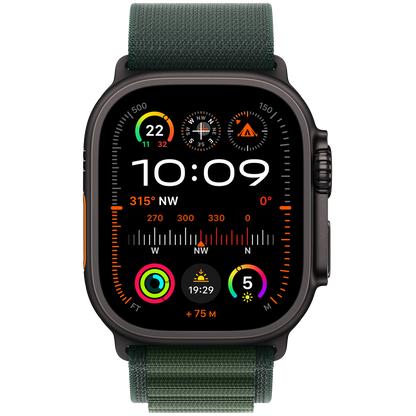 Apple Watch Ultra 2 2024 – 49mm Black Titanium with Dark Green Alpine Loop M