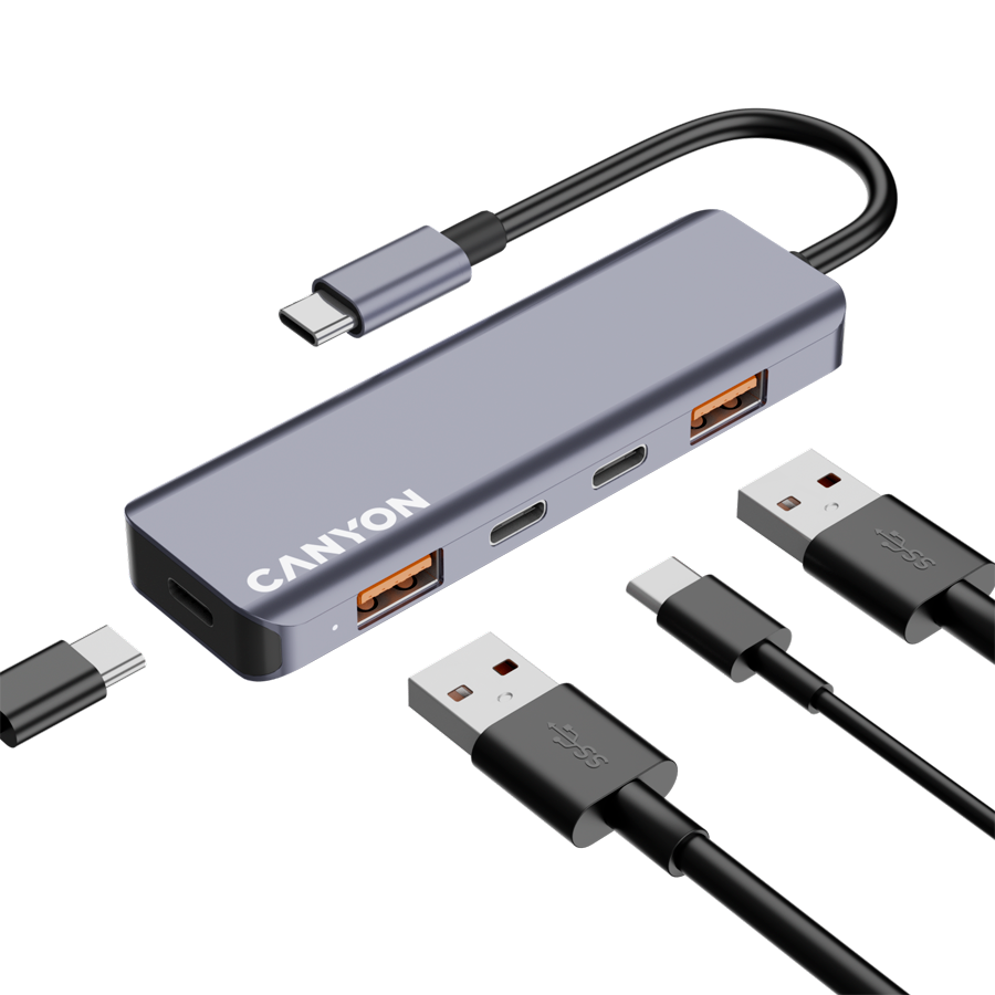 Canyon DS-18 5-in-1 USB-C Hub - Grey