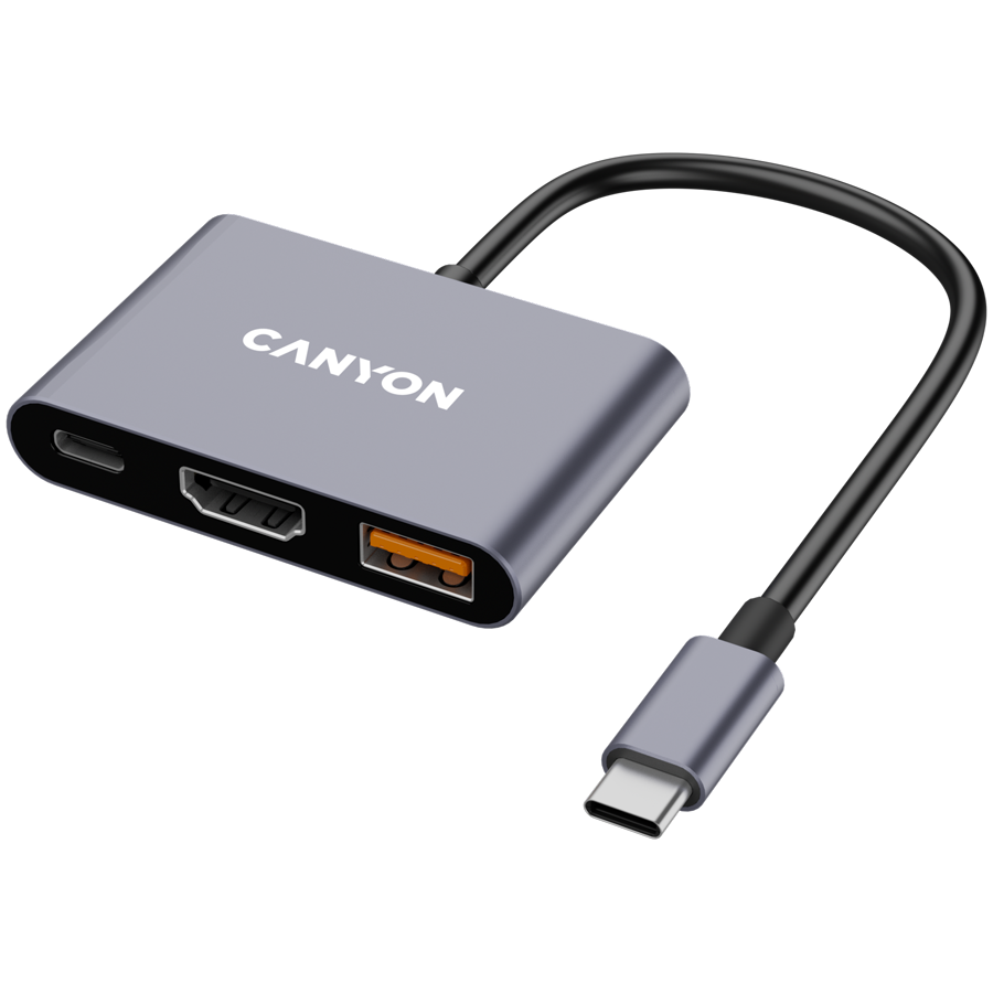 Canyon DS-4 3-in-1 USB-C Hub - Grey