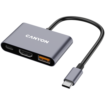 Canyon DS-4 3-in-1 USB-C Hub - Grey