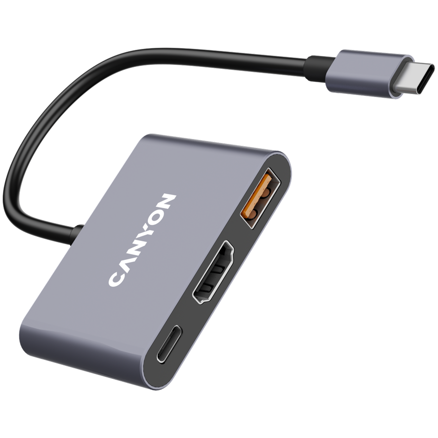 Canyon DS-4 3-in-1 USB-C Hub - Grey