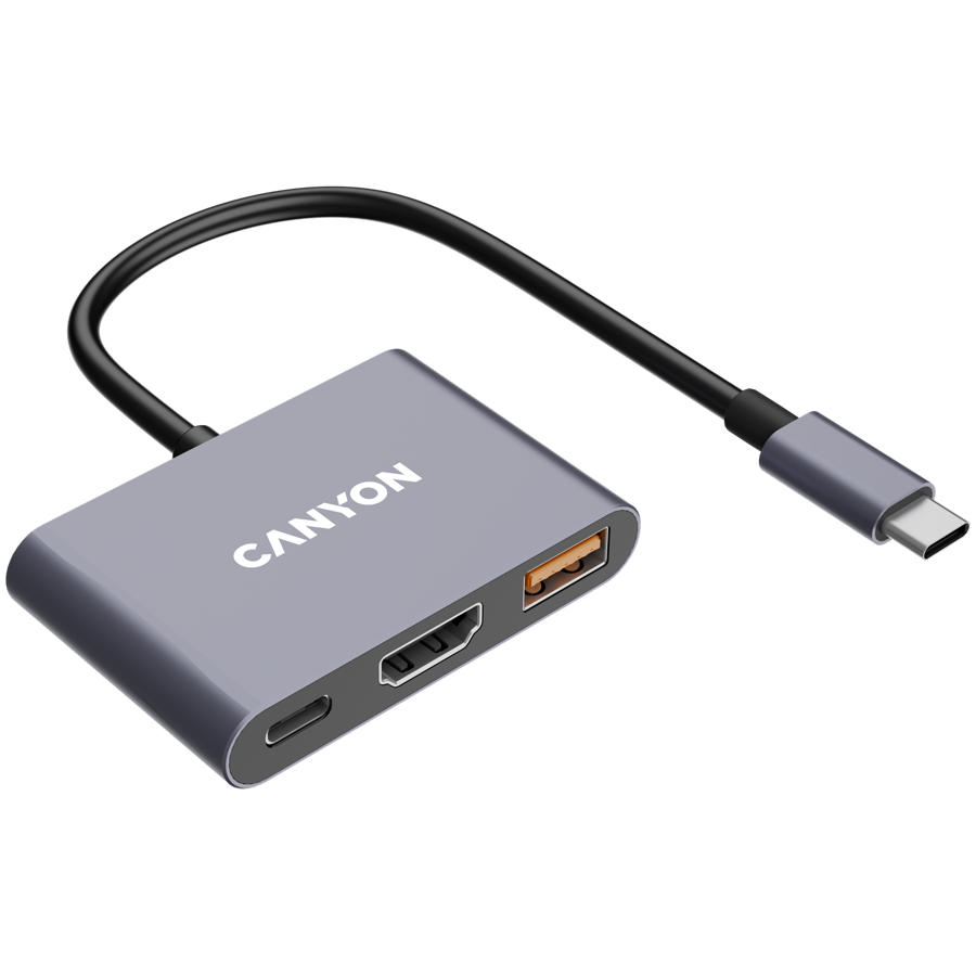 Canyon DS-4 3-in-1 USB-C Hub - Grey
