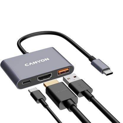 Canyon DS-4 3-in-1 USB-C Hub - Grey