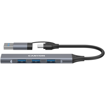 Canyon DS-02 4-in-1 USB-A/C Hub - Grey