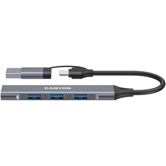 Canyon DS-02 4-in-1 USB-A/C Hub - Grey