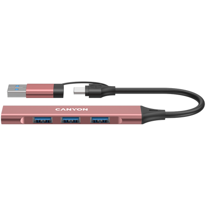 Canyon DS-02 4-in-1 USB-A/C Hub - Pink