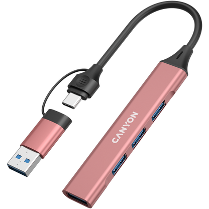Canyon DS-02 4-in-1 USB-A/C Hub - Pink
