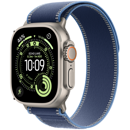 Apple Watch Ultra 3 GPS + Cellular 49mm - Natural Titanium with Blue/Bright Blue Trail Loop S/M