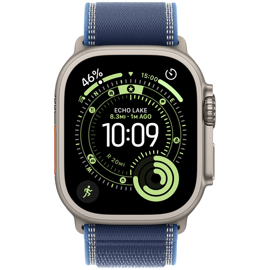 Apple Watch Ultra 3 GPS + Cellular 49mm - Natural Titanium with Blue/Bright Blue Trail Loop S/M