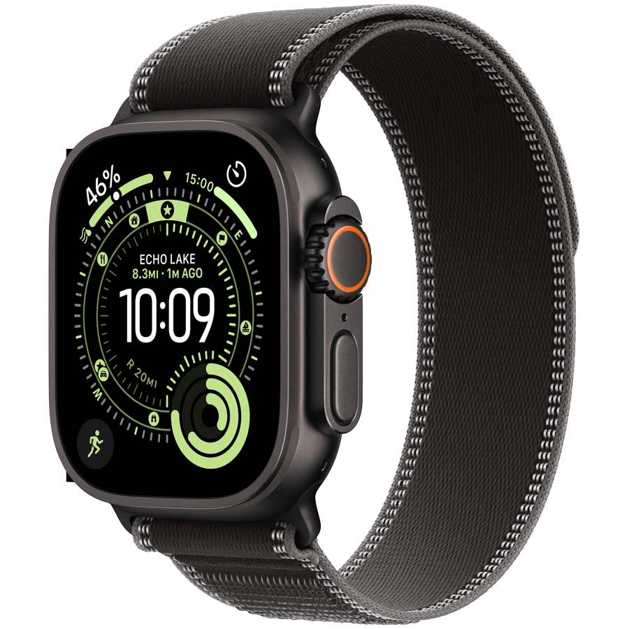 Apple Watch Ultra 3 GPS + Cellular 49 mm Black Titanium with Black/Charcoal Trail Loop M/L