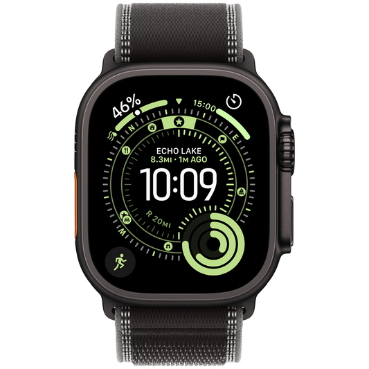Apple Watch Ultra 3 GPS + Cellular 49 mm Black Titanium with Black/Charcoal Trail Loop M/L