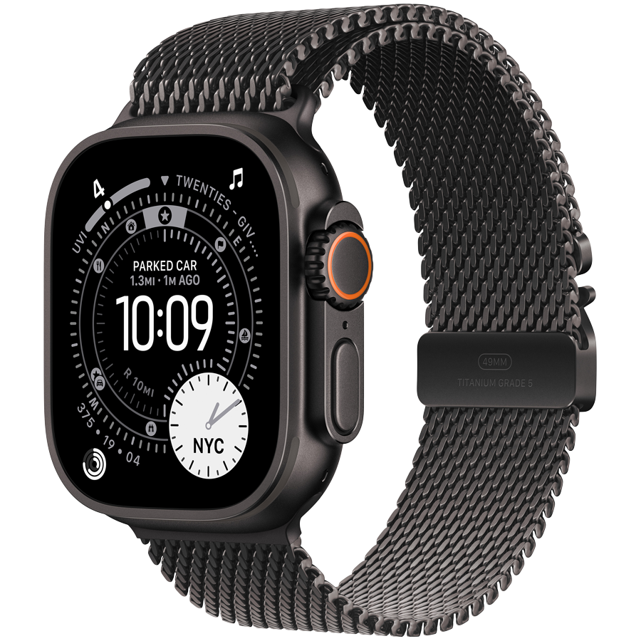 Apple Watch Ultra 3 GPS + Cellular 49mm – Black Titanium with Black Titanium Milanese Loop M