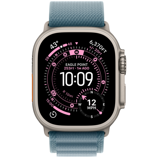 Apple Watch Ultra 3 GPS + Cellular 49mm - Natural Titanium with Light Blue Alpine Loop Small