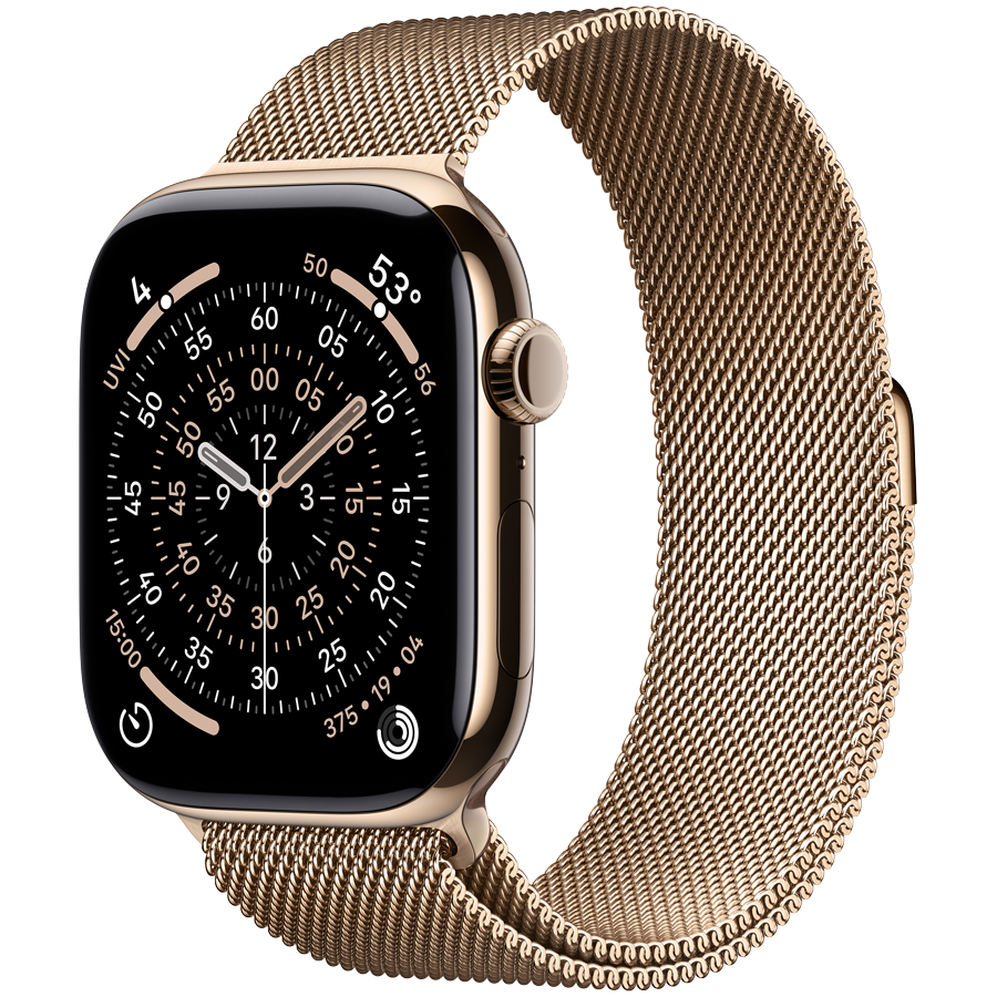 Apple Watch Series 11 GPS + Cellular 46mm - Gold Titanium with Gold Milanese Loop S/M