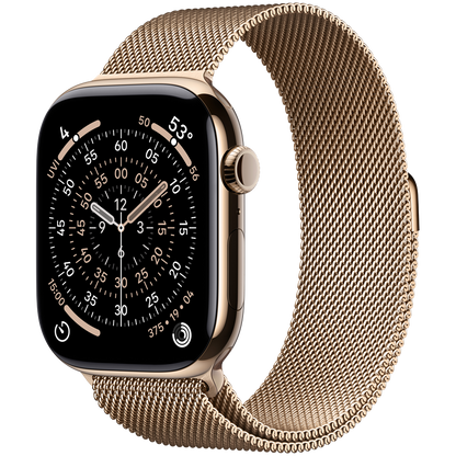Apple Watch Series 11 GPS + Cellular 46mm - Gold Titanium with Gold Milanese Loop S/M