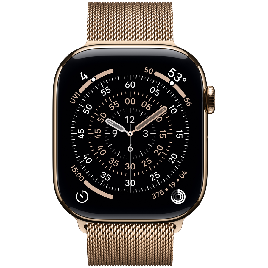 Apple Watch Series 11 GPS + Cellular 46mm - Gold Titanium with Gold Milanese Loop S/M