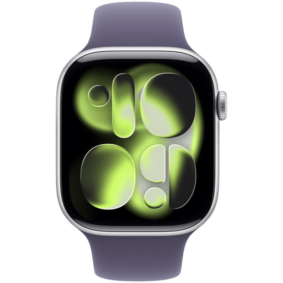 Apple Watch Series 11 GPS + Cellular 46mm - Silver Aluminium with Purple Fog Sport Band M/L