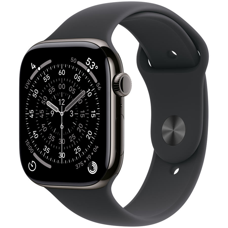 Apple Watch Series 11 GPS + Cellular 46mm - Slate Titanium with Black Sport Band S/M