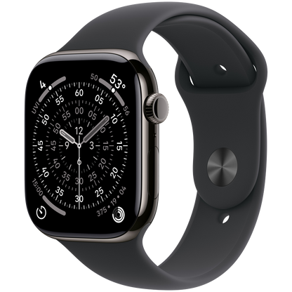 Apple Watch Series 11 GPS + Cellular 46mm - Slate Titanium with Black Sport Band S/M