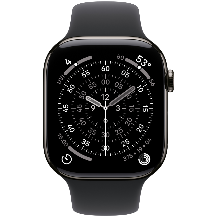 Apple Watch Series 11 GPS + Cellular 46mm - Slate Titanium with Black Sport Band S/M