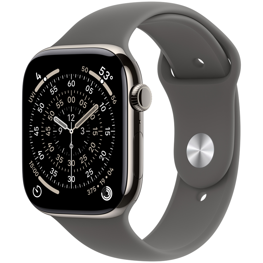Apple Watch Series 11 GPS + Cellular 46mm - Natural Titanium with Stone Grey Sport Band S/M