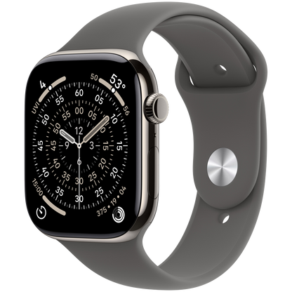 Apple Watch Series 11 GPS + Cellular 46mm - Natural Titanium with Stone Grey Sport Band S/M
