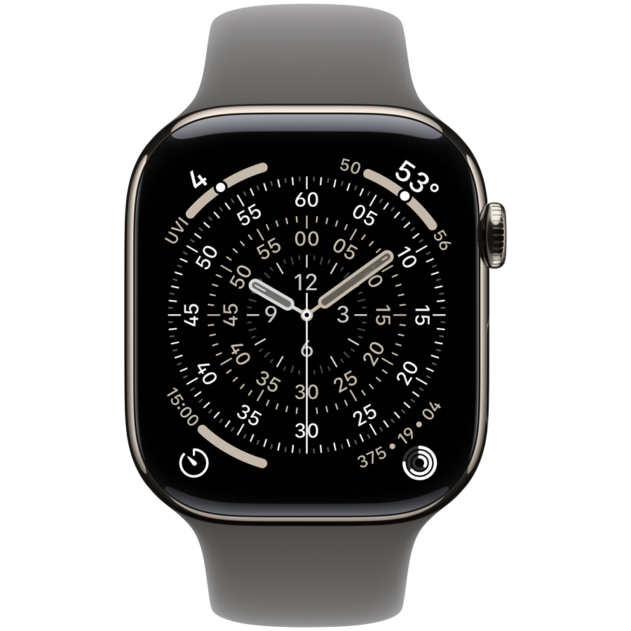 Apple Watch Series 11 GPS + Cellular 46mm - Natural Titanium with Stone Grey Sport Band S/M