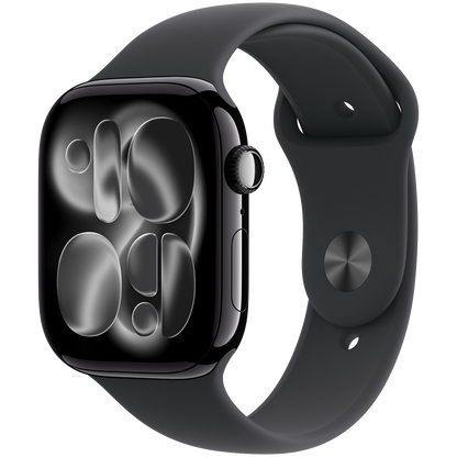 Apple Watch Series 11 GPS + Cellular 46mm - Jet Black Aluminium with Black Sport Band S/M