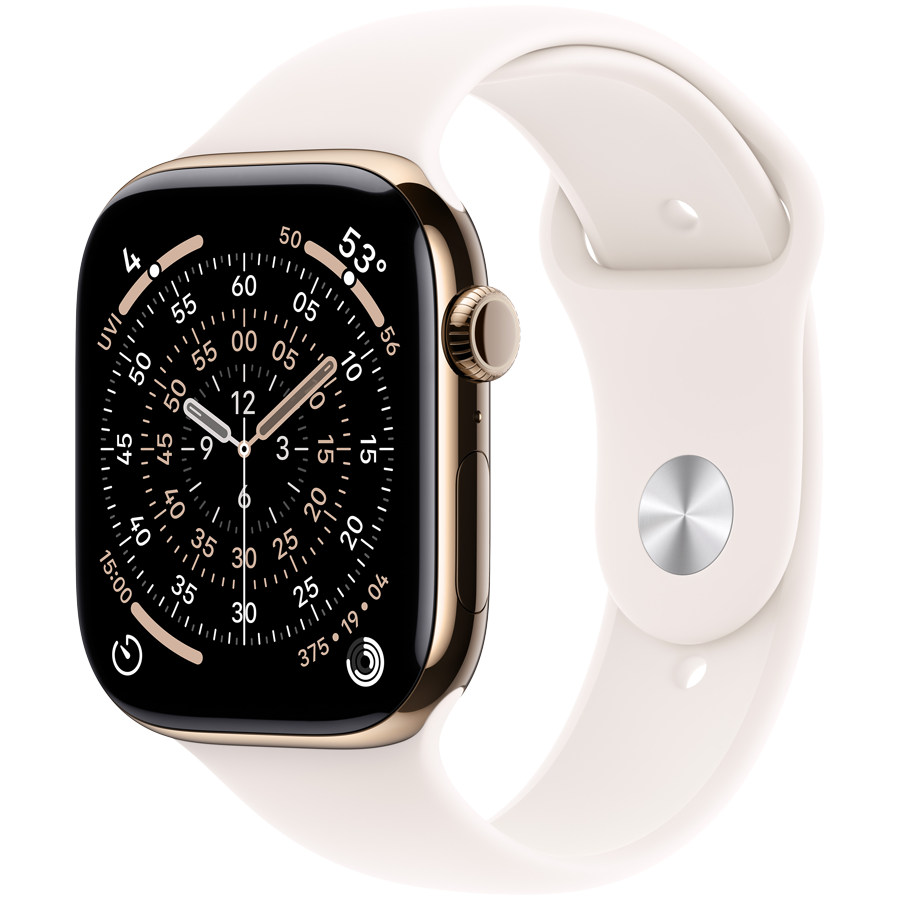 Apple Watch Series 11 GPS + Cellular 46mm - Gold Titanium with Light Blush Sport Band S/M