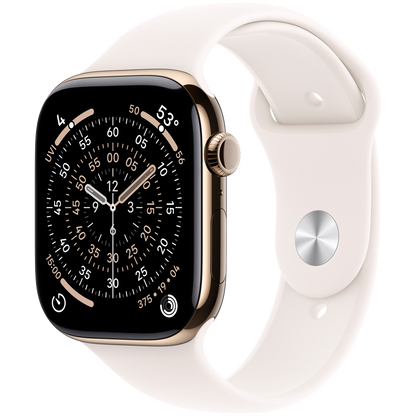 Apple Watch Series 11 GPS + Cellular 46mm - Gold Titanium with Light Blush Sport Band M/L