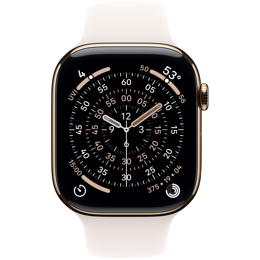 Apple Watch Series 11 GPS + Cellular 46mm - Gold Titanium with Light Blush Sport Band S/M