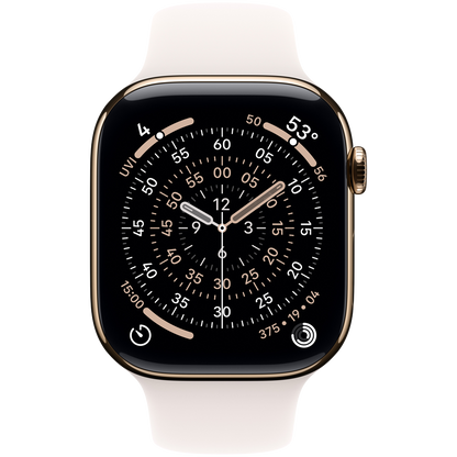 Apple Watch Series 11 GPS + Cellular 46mm - Gold Titanium with Light Blush Sport Band S/M