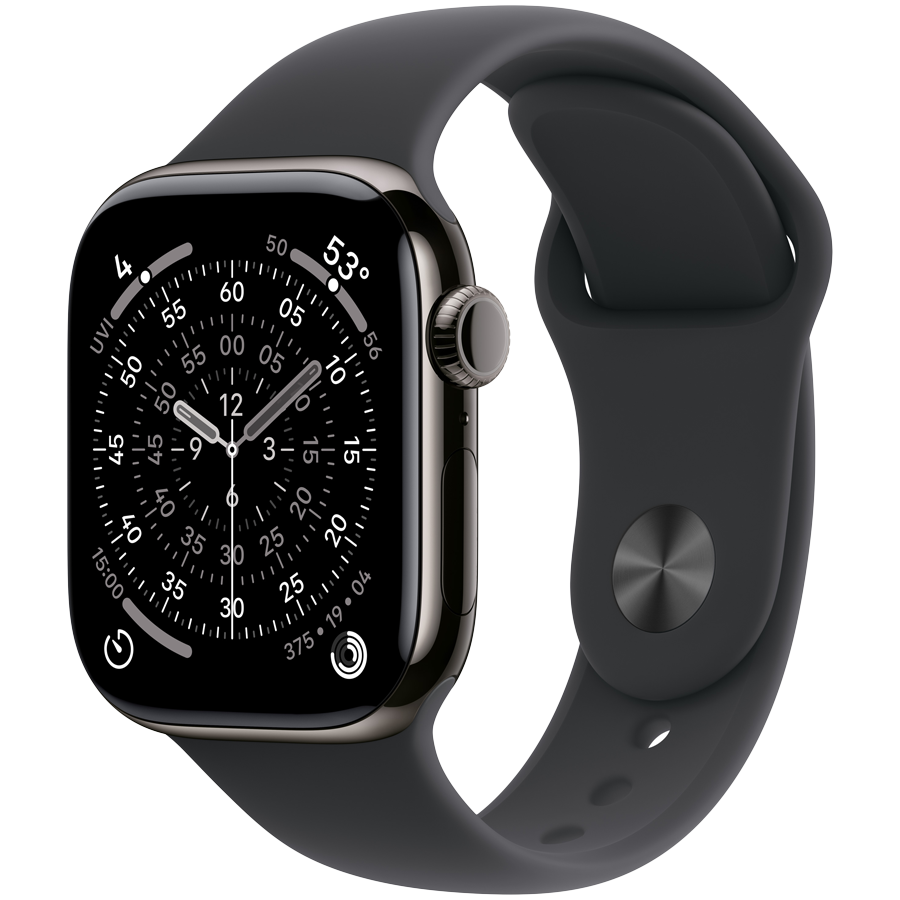 Apple Watch Series 11 GPS + Cellular 42mm - Slate Titanium with Black Sport Band S/M