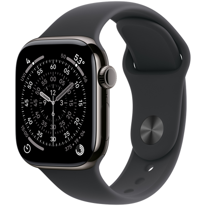Apple Watch Series 11 GPS + Cellular 42mm - Slate Titanium with Black Sport Band M/L
