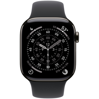 Apple Watch Series 11 GPS + Cellular 42mm - Slate Titanium with Black Sport Band S/M