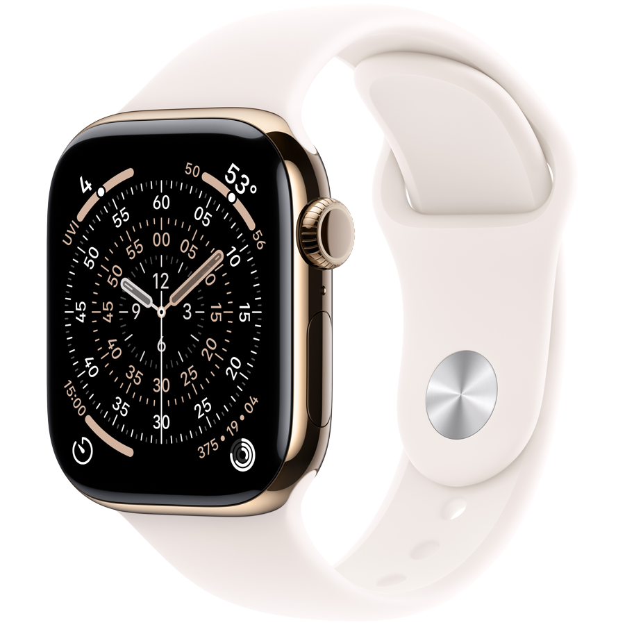 Apple Watch Series 11 GPS + Cellular 42mm - Gold Titanium with Light Blush Sport Band S/M