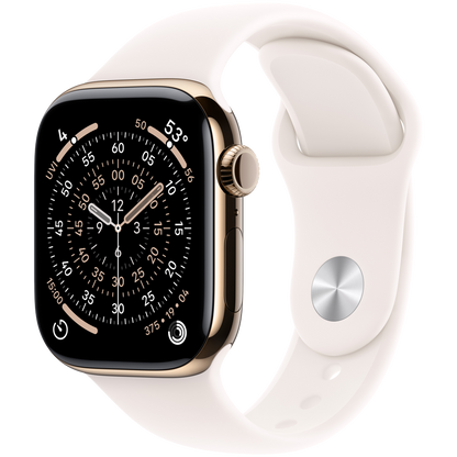 Apple Watch Series 11 GPS + Cellular 42mm - Gold Titanium with Light Blush Sport Band M/L