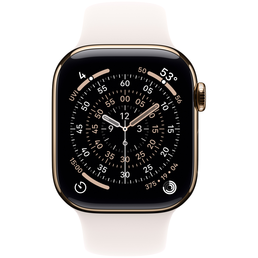 Apple Watch Series 11 GPS + Cellular 42mm - Gold Titanium with Light Blush Sport Band M/L