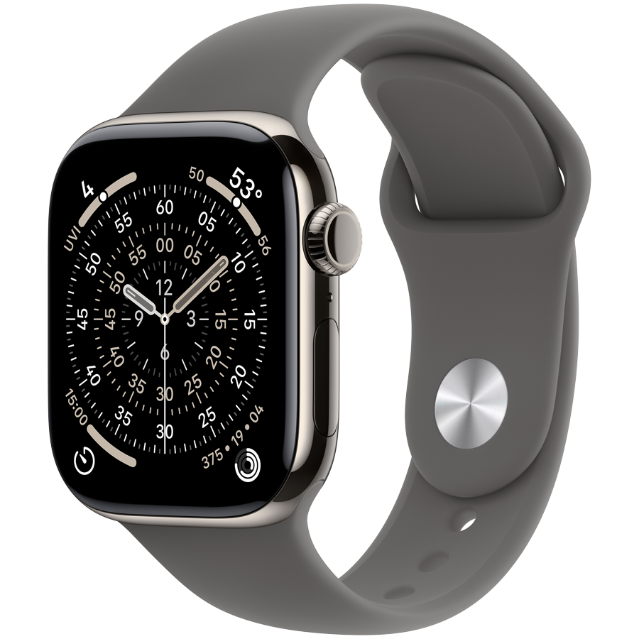 Apple Watch Series 11 GPS + Cellular 42mm - Natural Titanium with Stone Grey Sport Band S/M