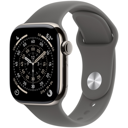 Apple Watch Series 11 GPS + Cellular 42mm - Natural Titanium with Stone Grey Sport Band S/M